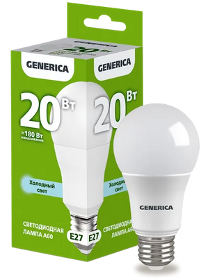 ����� LED A60 ����� 20�� 230� 6500� E27 GENERICA