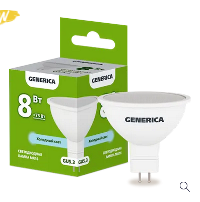 ����� LED MR16 ����� 8�� 230� 6500� GU5.3 GENERICA