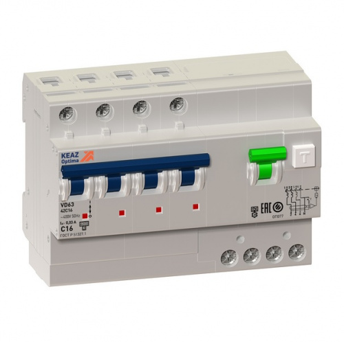 ���� � ������� �� ���������� OptiDin VD63-42C16-A-���4 (4P, C16, 30mA)